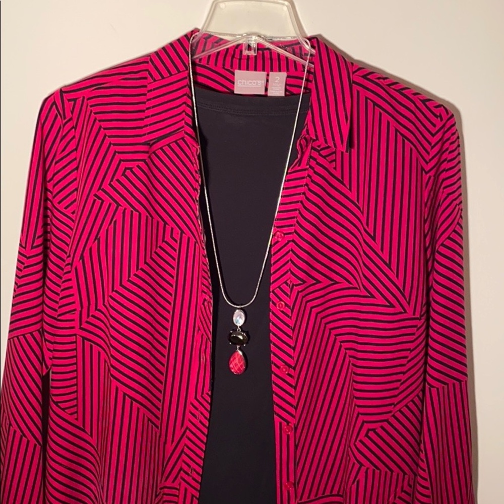 Chico’s Raspberry Pendant Necklace - Picture 3 of 4